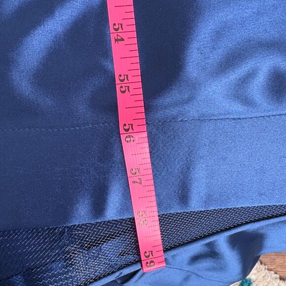 Faviana Navy Long Strapless Stretch Satin Dress With Sweetheart Neck S10856 - Picture 8 of 9